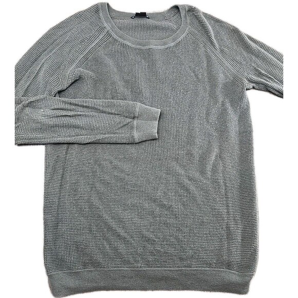 Theory Waffle Knit Top Cotton Cashmere Green Long Sleeve Crew Neck Size P (XS) - Picture 1 of 8